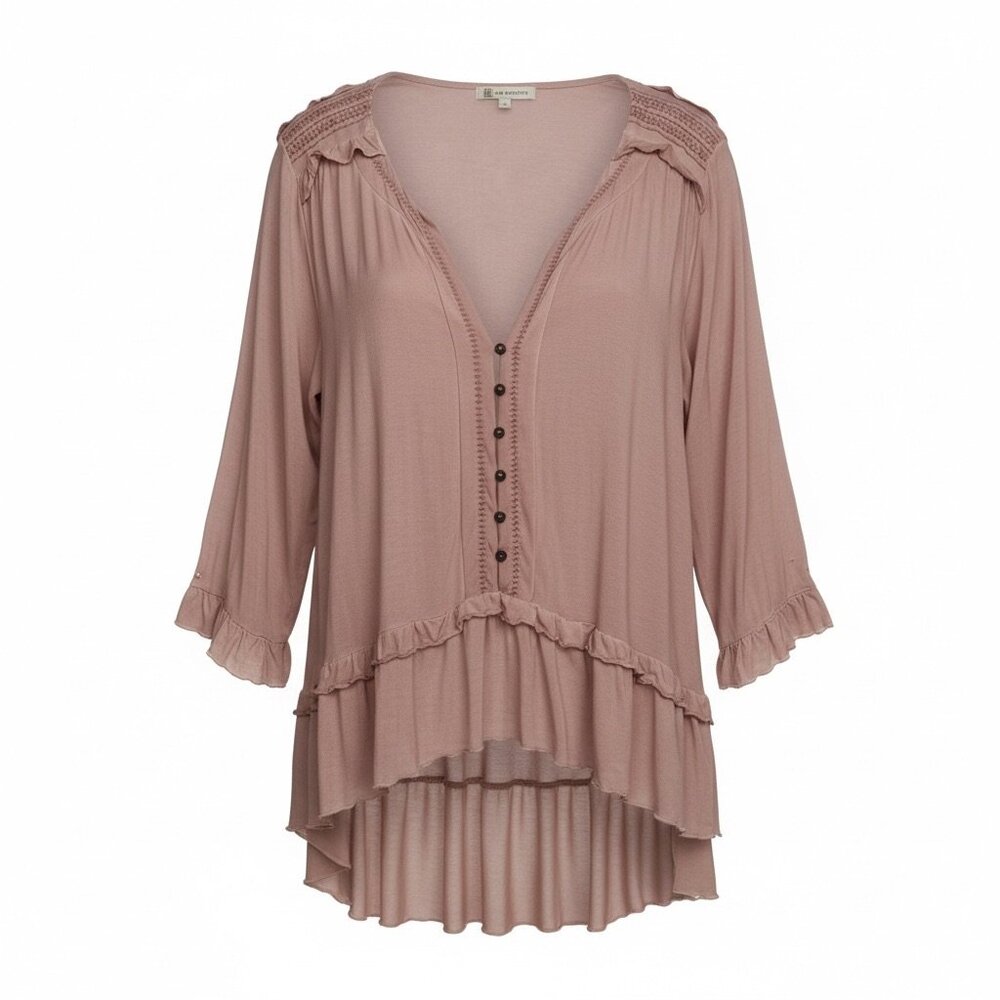 Lisa Robertson Medium Blush Pink BoHO Cottage Core Rayon Knit Top